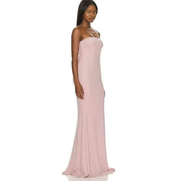 Katie May Pink Strapless Drape Back Jersey Maxi Dress Formal Sz Small NWT - Picture 3 of 8